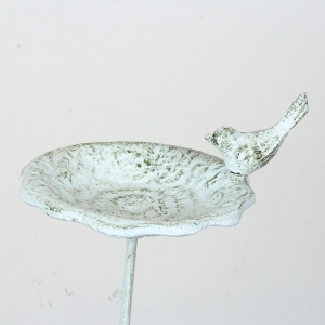 Litinové pítko zápich s ptáčkem bílé 75cm