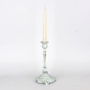 Litinový bílý svícen na jednu svíčku 25cm