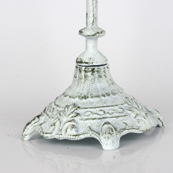 Litinový bílý svícen na jednu svíčku 25cm 