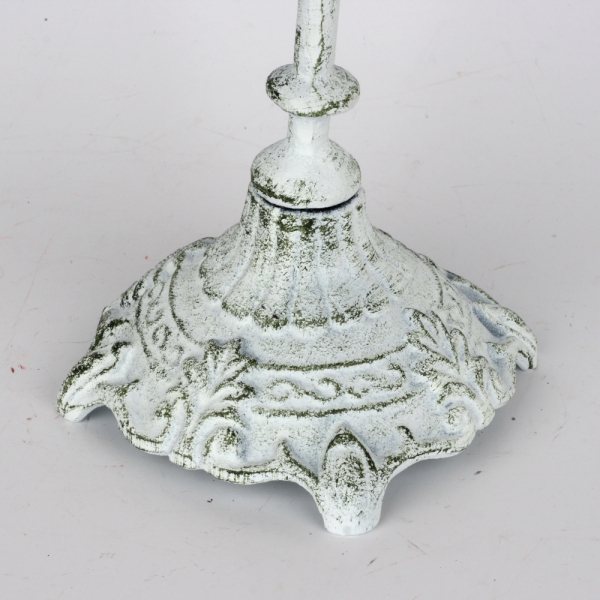 Litinový bílý svícen na jednu svíčku 25cm 