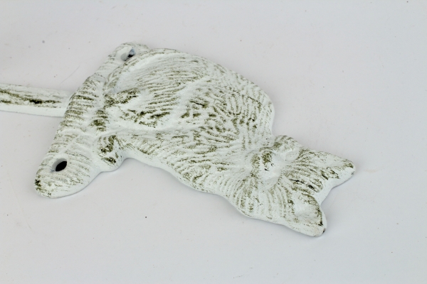 Litinový háček s kočkou bílý 18x18cm