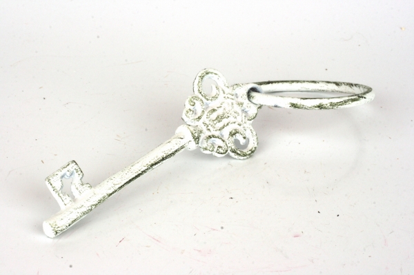 Litinový klíč ke štěstí bílý 12cm