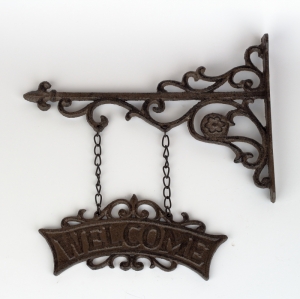Litinový nápis / vývěsní štít Welcome 27,5x26x3,8cm