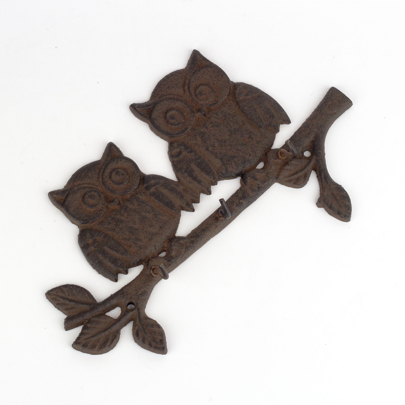 Litinový nástěnný věšák sovy 28x17cm