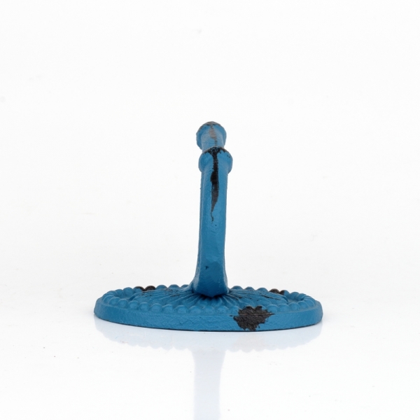 Litinový retro věšák na kabáty oválný modrý 