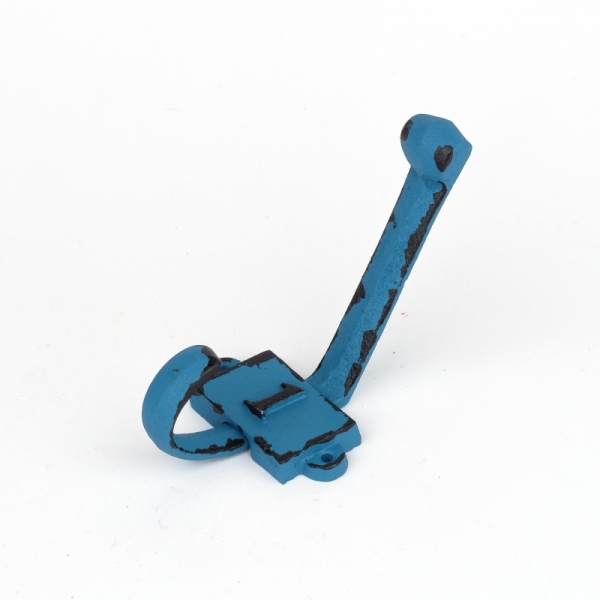 Litinový retro věšák na stěnu s číslem 1 modrý