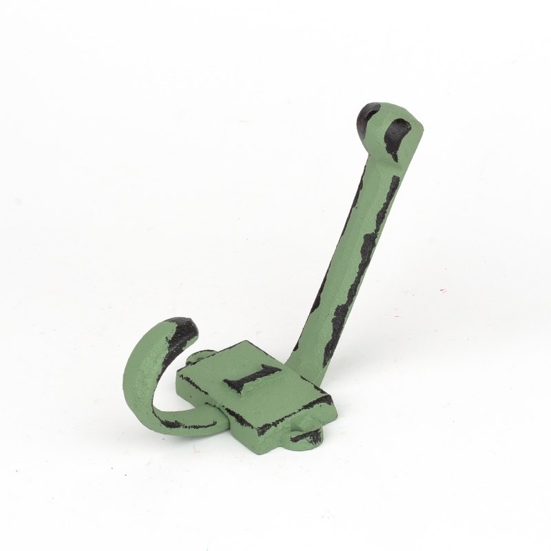 Litinový retro věšák na stěnu s číslem 1 zelený