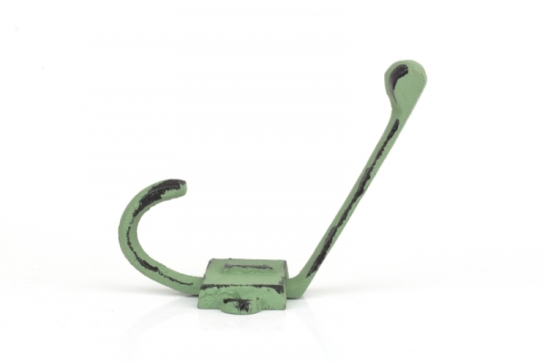 Litinový retro věšák na stěnu s číslem 1 zelený