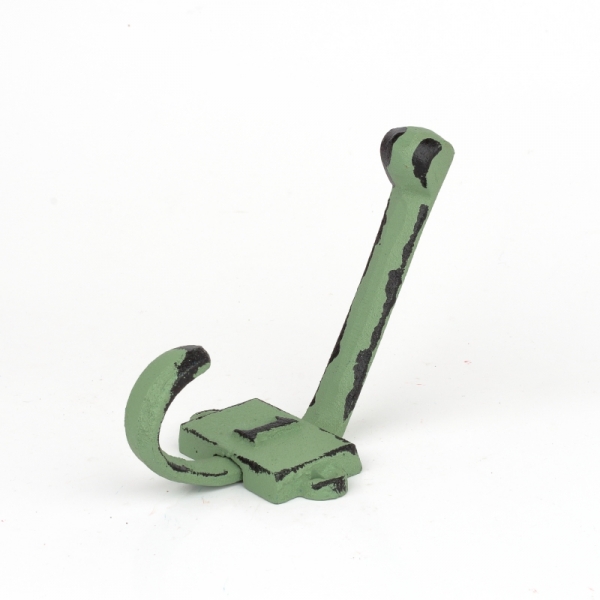 Litinový retro věšák na stěnu s číslem 1 zelený