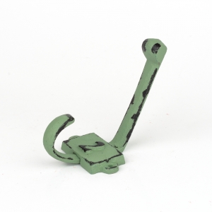 Litinový retro věšák na stěnu s číslem 2 zelený