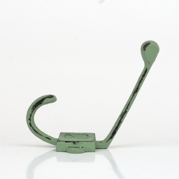 Litinový retro věšák na stěnu s číslem 2 zelený