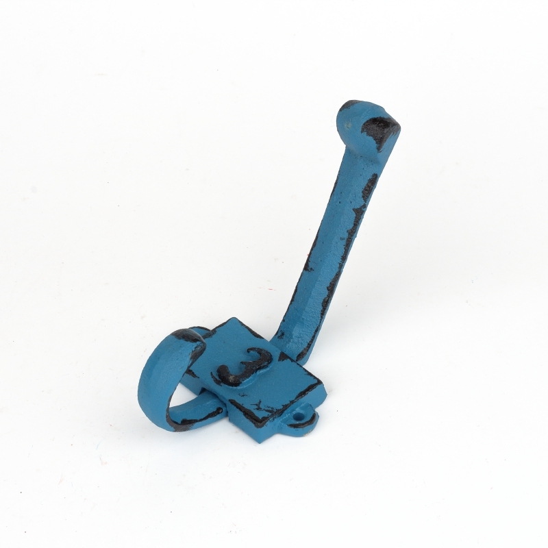 Litinový retro věšák na stěnu s číslem 3 modrý