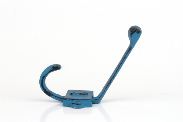 Litinový retro věšák na stěnu s číslem 3 modrý