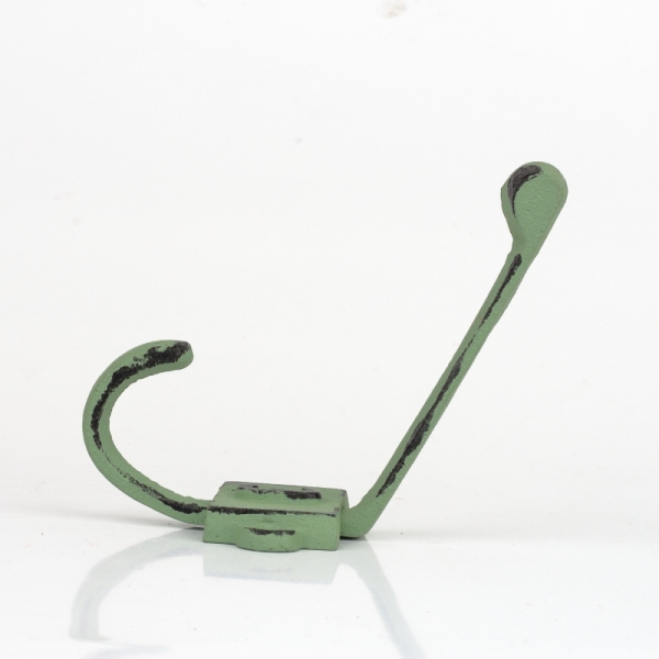 Litinový retro věšák na stěnu s číslem 3 zelený