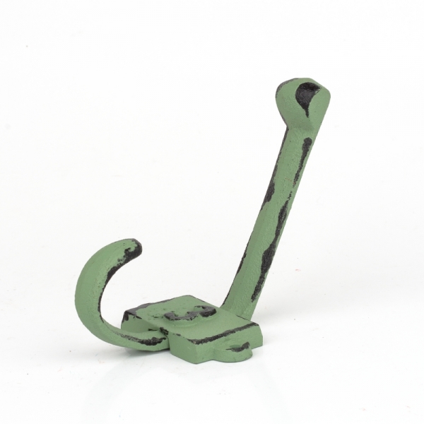 Litinový retro věšák na stěnu s číslem 3 zelený