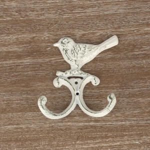 Litinový věšák dvojháček ptáček 13x10cm