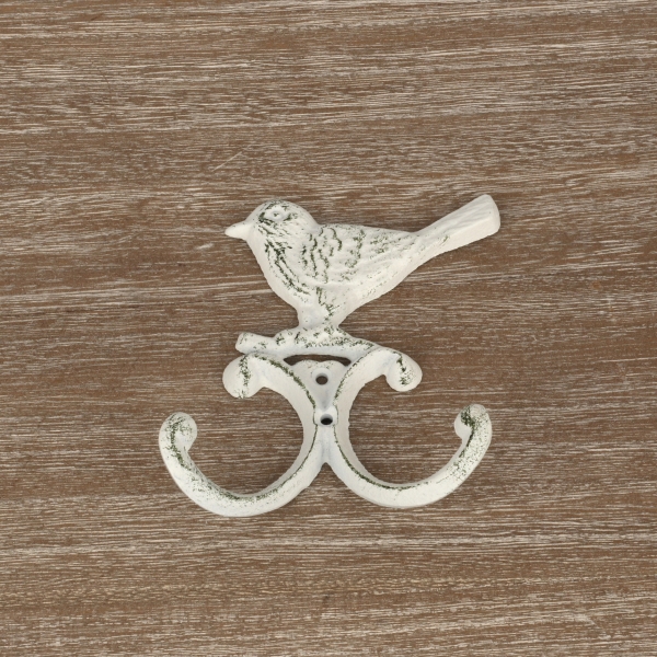 Litinový věšák dvojháček ptáček 13x10cm