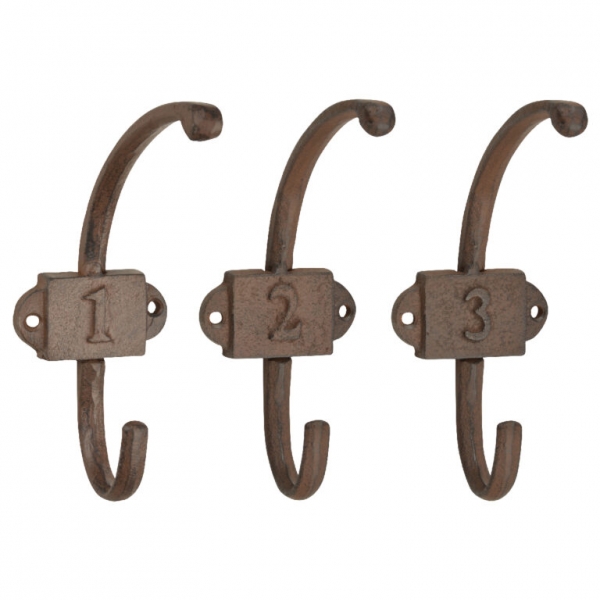 Litinový věšák háček s číslem 3