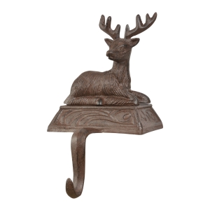 Litinový věšák na krbovou římsu s jelenem 12.5x14x21cm