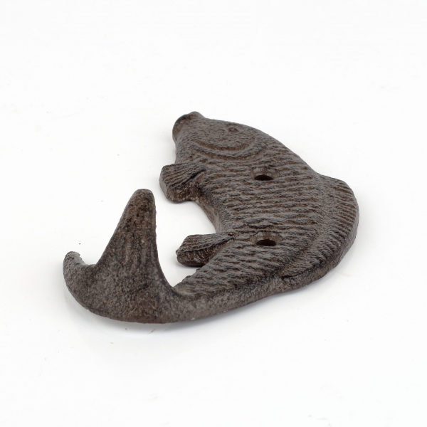 Litinový věšák ryba levá 12x7cm