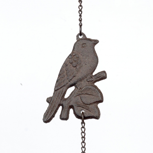 Litinový závěsný zvonek ptáček / zvonkohra 60cm
