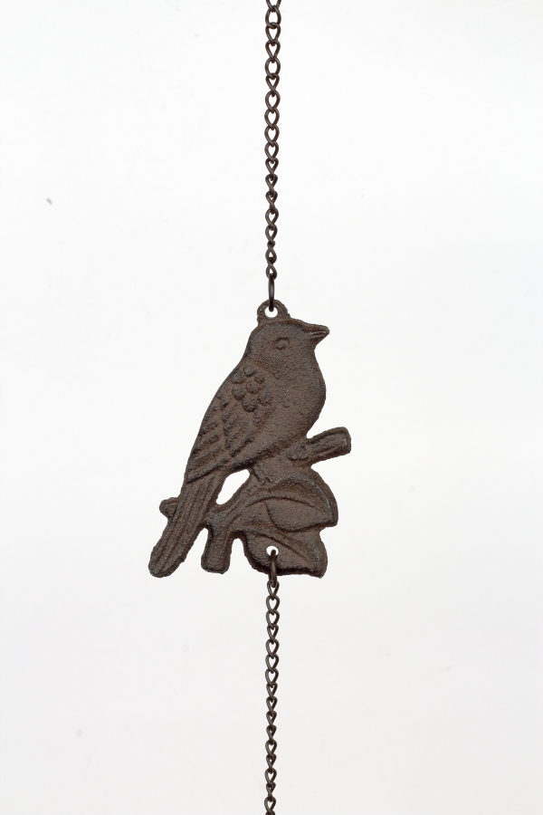 Litinový závěsný zvonek ptáček / zvonkohra 60cm