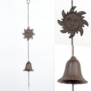 Litinový závěsný zvonek slunce / zvonkohra 60cm