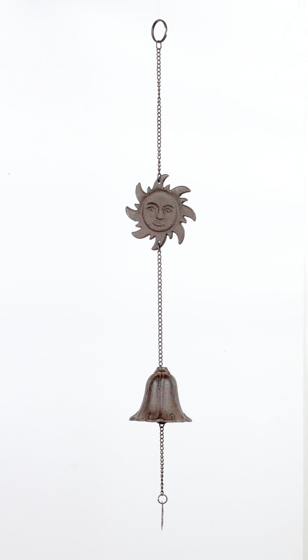 Litinový závěsný zvonek slunce / zvonkohra 60cm