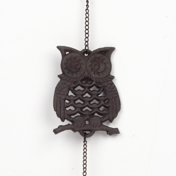 Litinový závěsný zvonek sova / zvonkohra 60cm