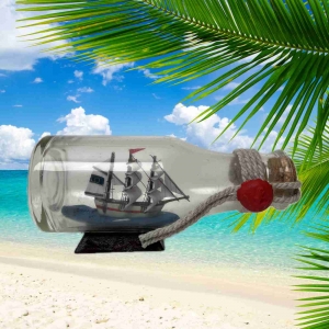 Lodička v láhvi 12,5 x 6 cm