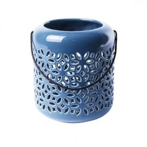 Lucerna dekorativní tmavě modrá 11,9cm