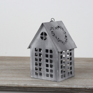 Lucerna domeček šedý 17x12x10cm