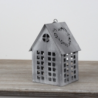 Lucerna domeček šedý 17x12x10cm