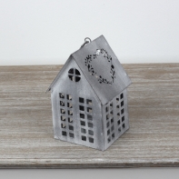 Lucerna domeček šedý 17x12x10cm