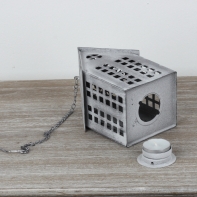 Lucerna domeček šedý 17x12x10cm