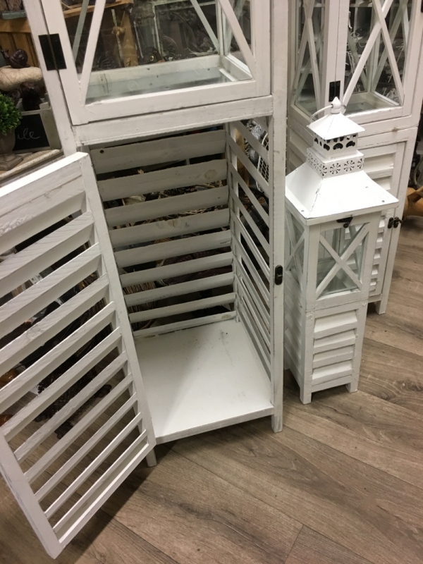 Lucerna dřevěná bílá 28x28x150cm