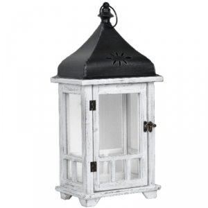 Lucerna dřevěná bílá 52cm