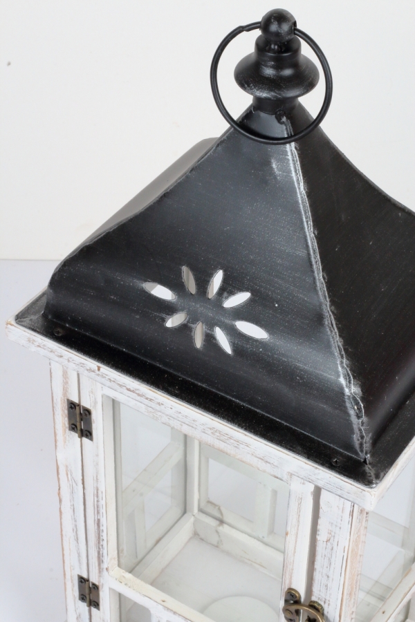 Lucerna dřevěná bílá 52cm