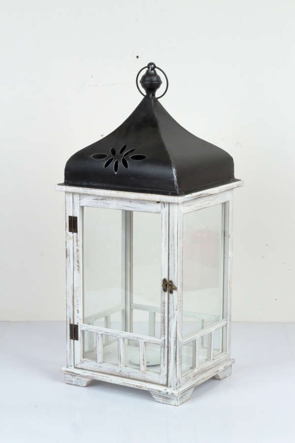 Lucerna dřevěná bílá 70cm