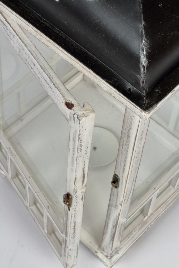 Lucerna dřevěná bílá 70cm