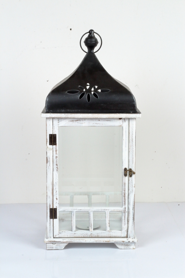 Lucerna dřevěná bílá 70cm