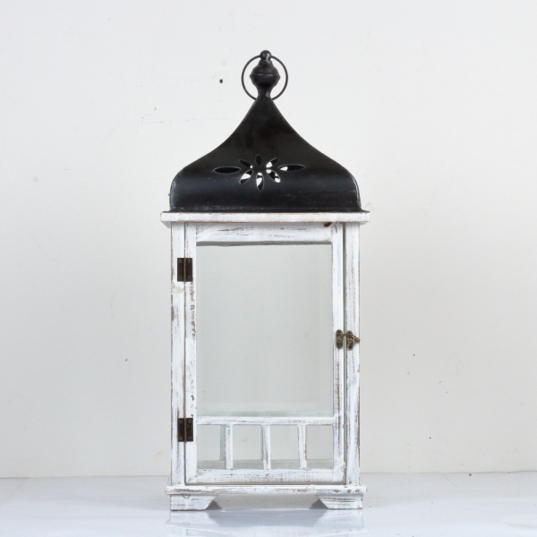 Lucerna dřevěná bílá 70cm