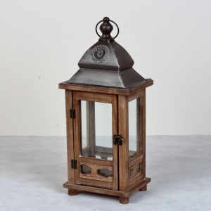 Lucerna dřevěná hnědá Sofie 41x16cm