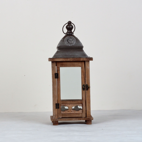 Lucerna dřevěná hnědá Sofie 41x16cm