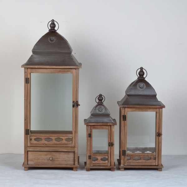 Lucerna dřevěná hnědá Sofie 88x32cm