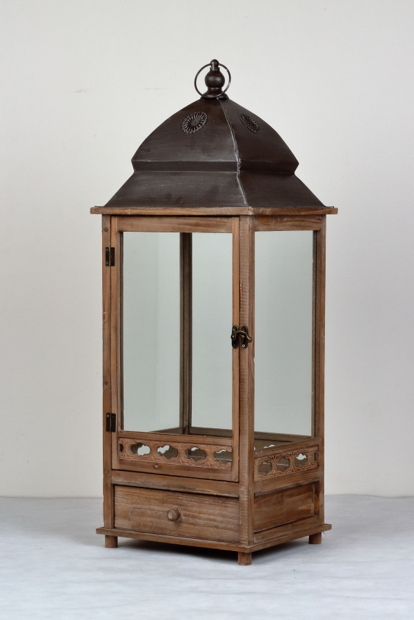 Lucerna dřevěná hnědá Sofie 88x32cm