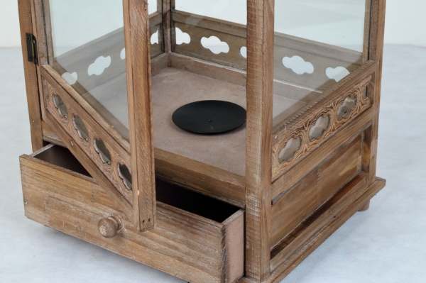 Lucerna dřevěná hnědá Sofie 88x32cm