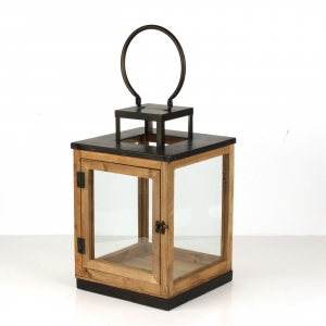 Lucerna dřevěná s černým kovem 57cm 