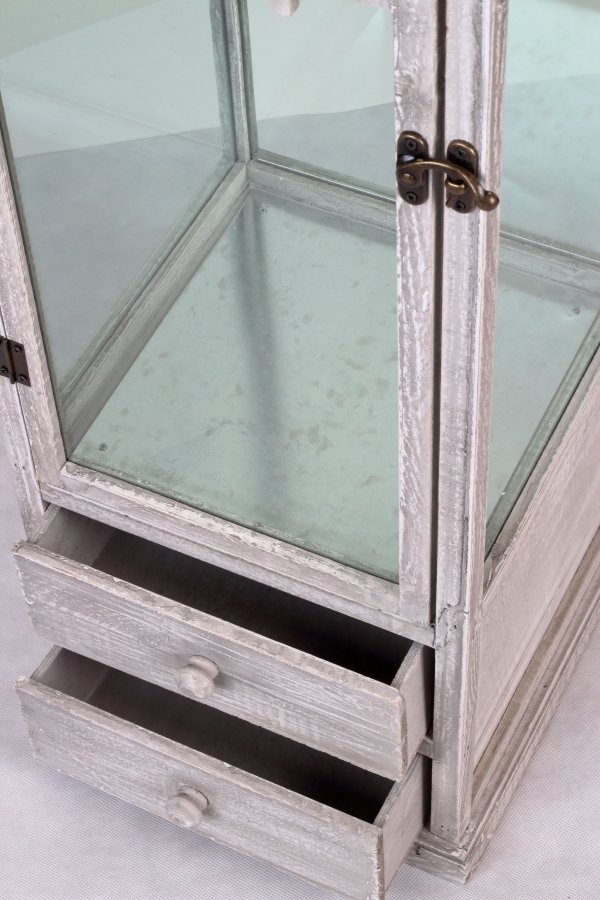 Lucerna dřevěná šedá s patinou 115cm