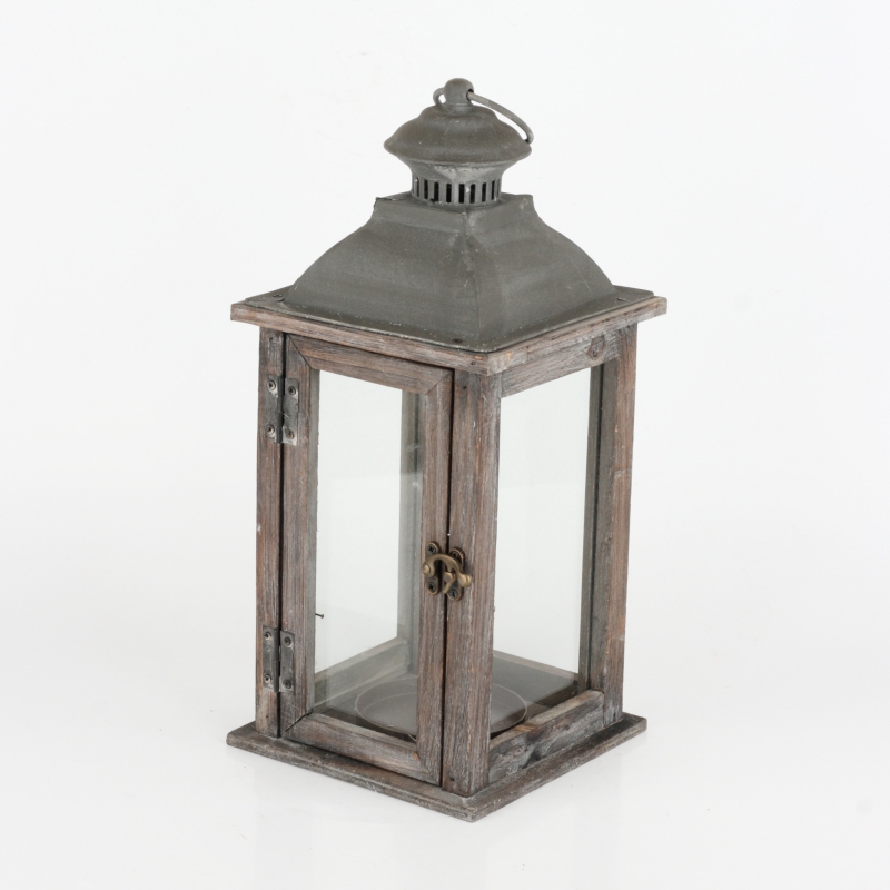 Lucerna dřevěná tmavá 34cm